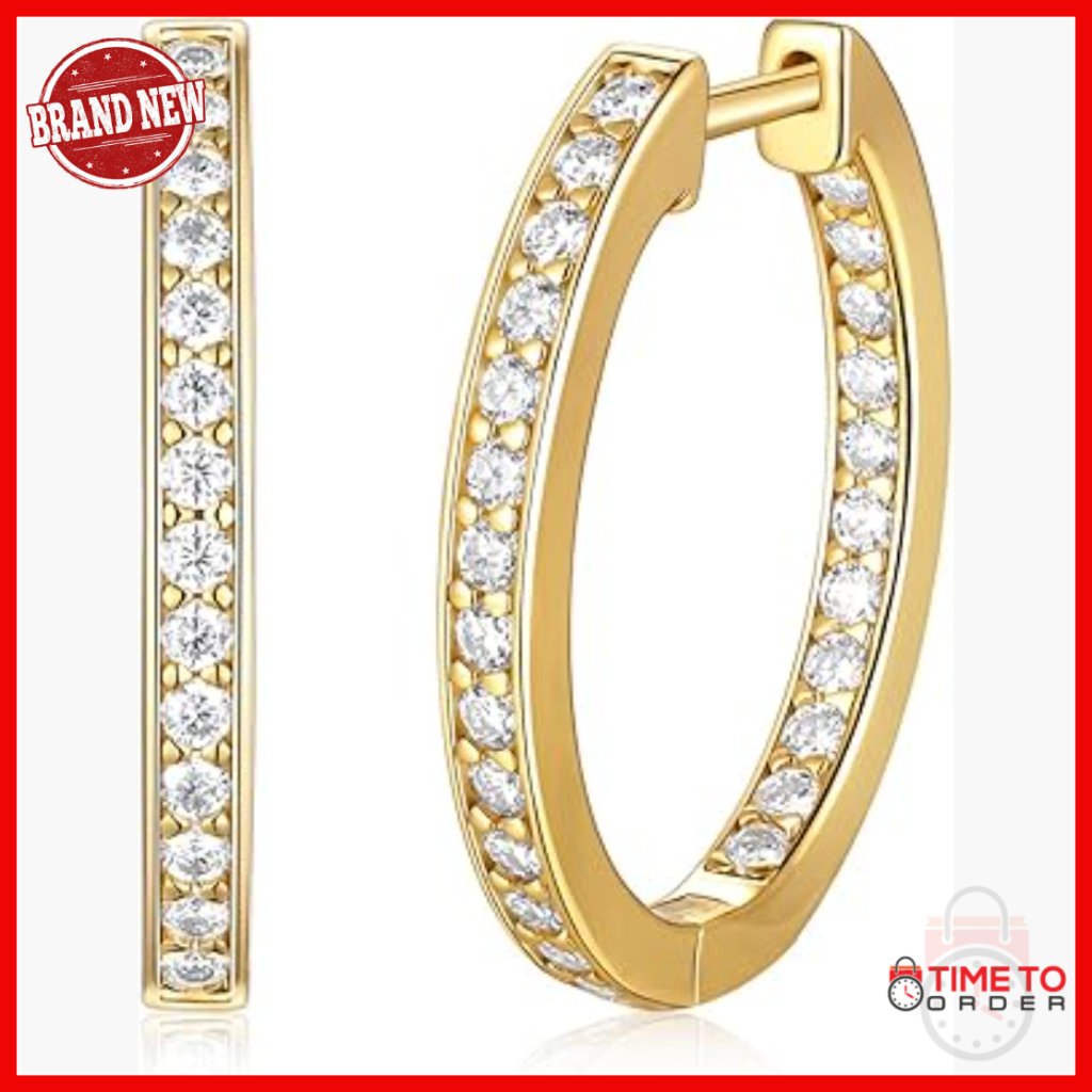 20mm Moissanite Hoop Earrings, Sterling Silver, Lever Back, 0.75ct